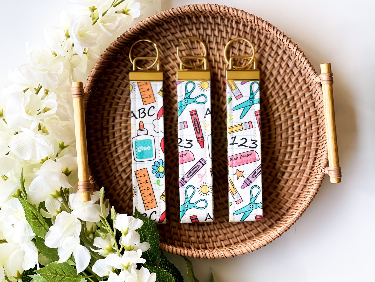 School Supplies Wristlet Keychain
