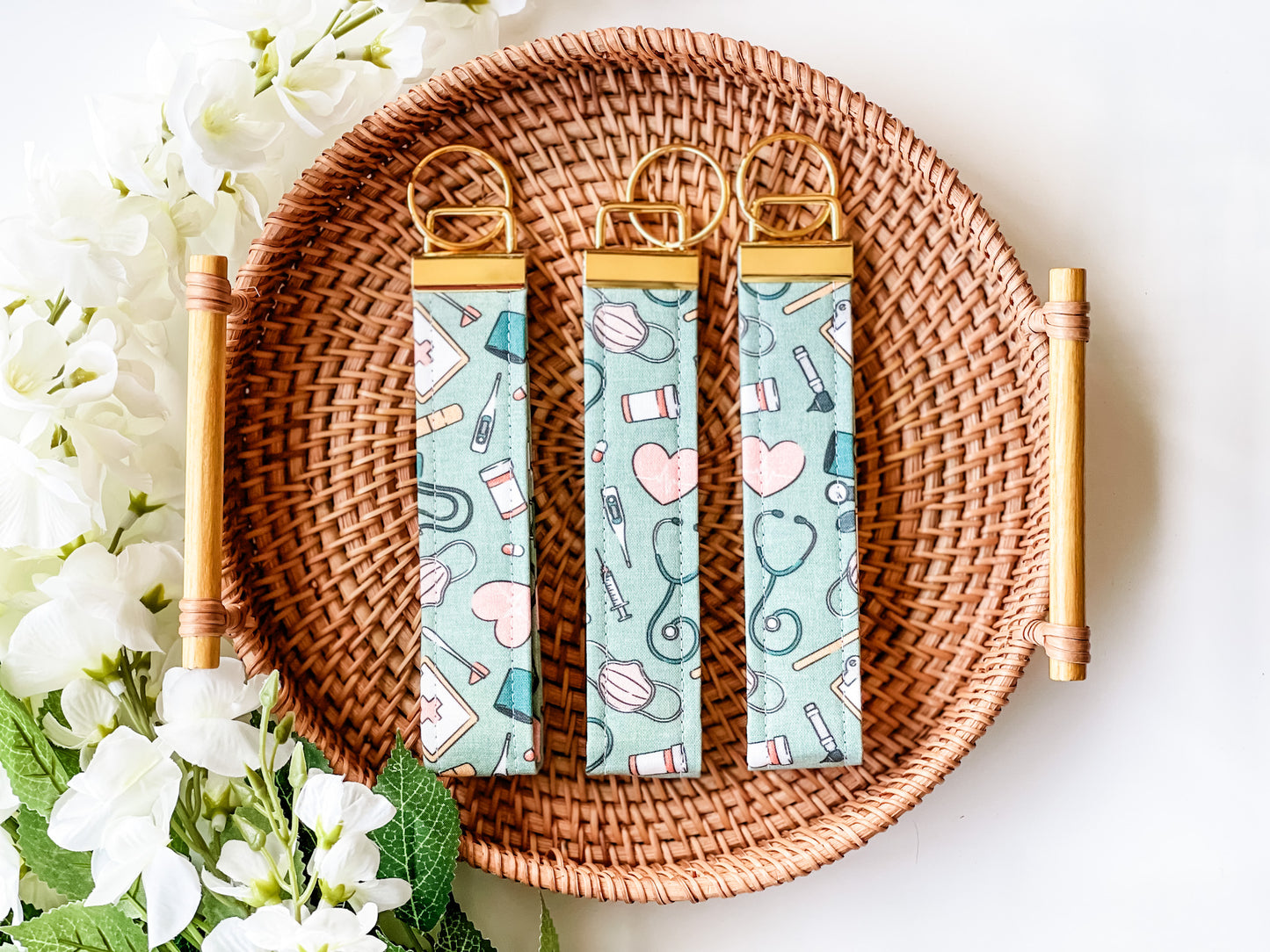 Nurses Wristlet Keychain in Sage