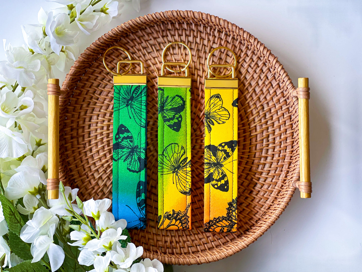 Rainbow Butterfly Wristlet Keychain