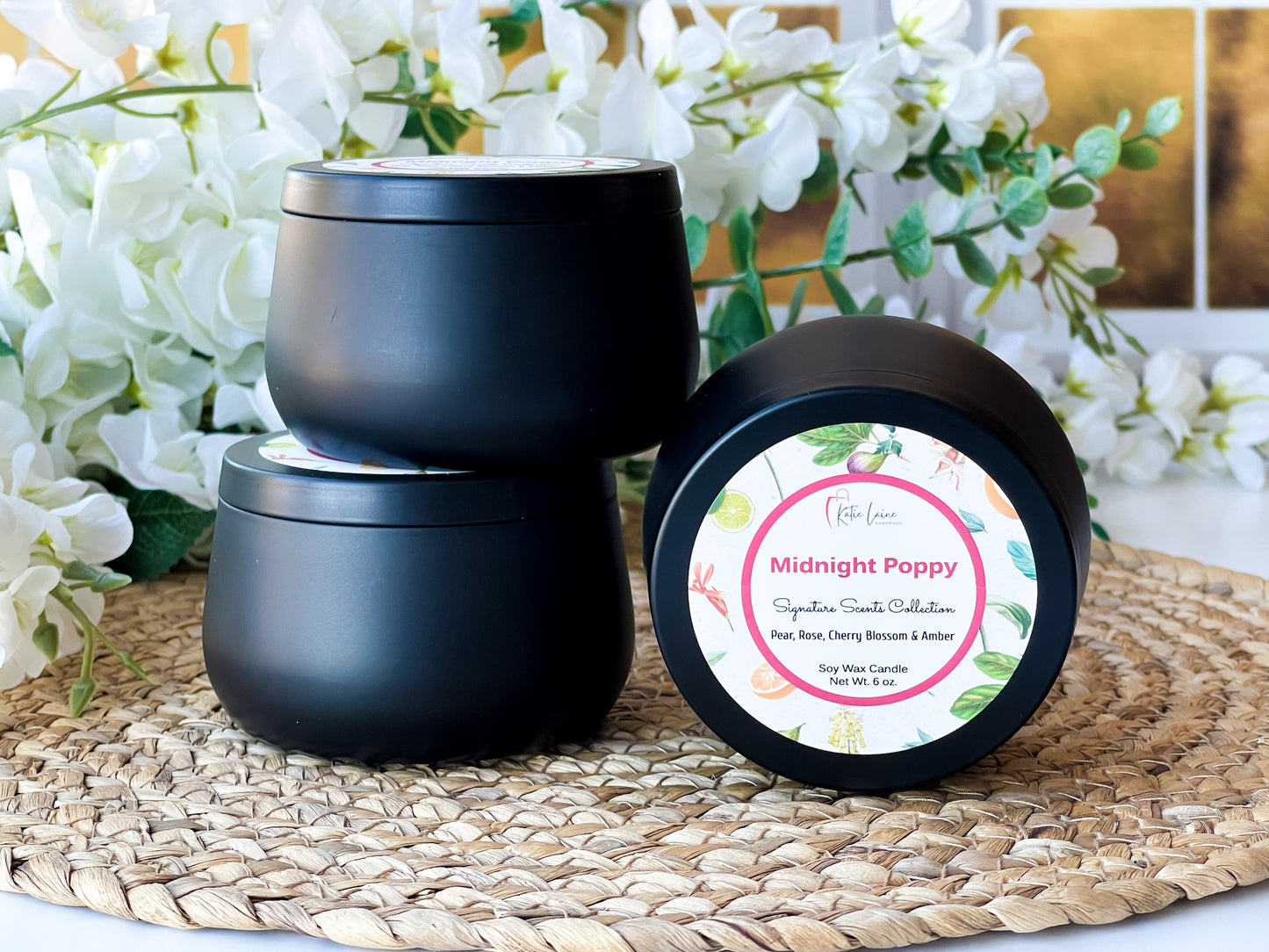 Midnight Poppy Clean Scent Candle - Handcrafted Aromatherapy in Soy Wax