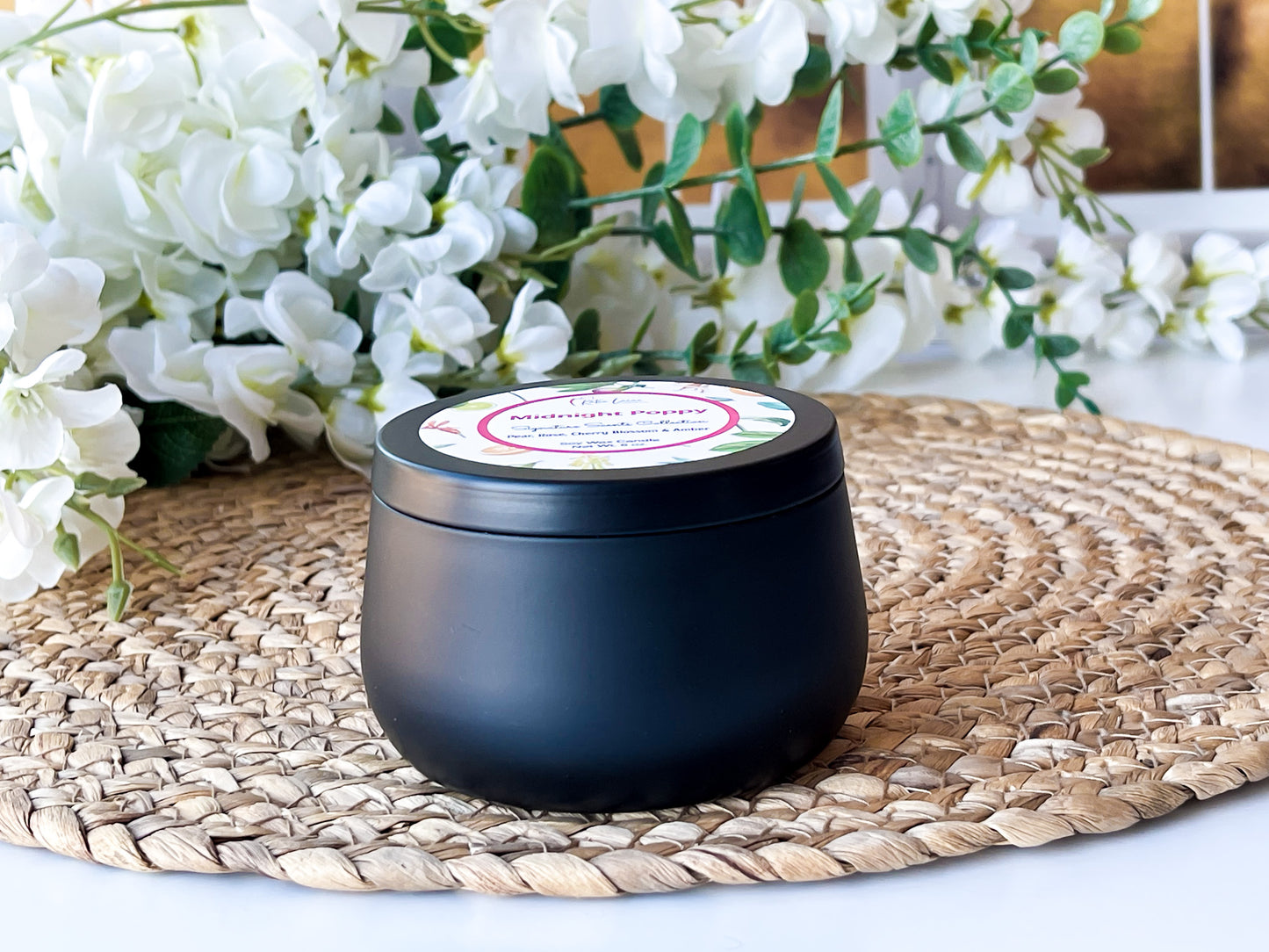 Midnight Poppy Clean Scent Candle - Handcrafted Aromatherapy in Soy Wax