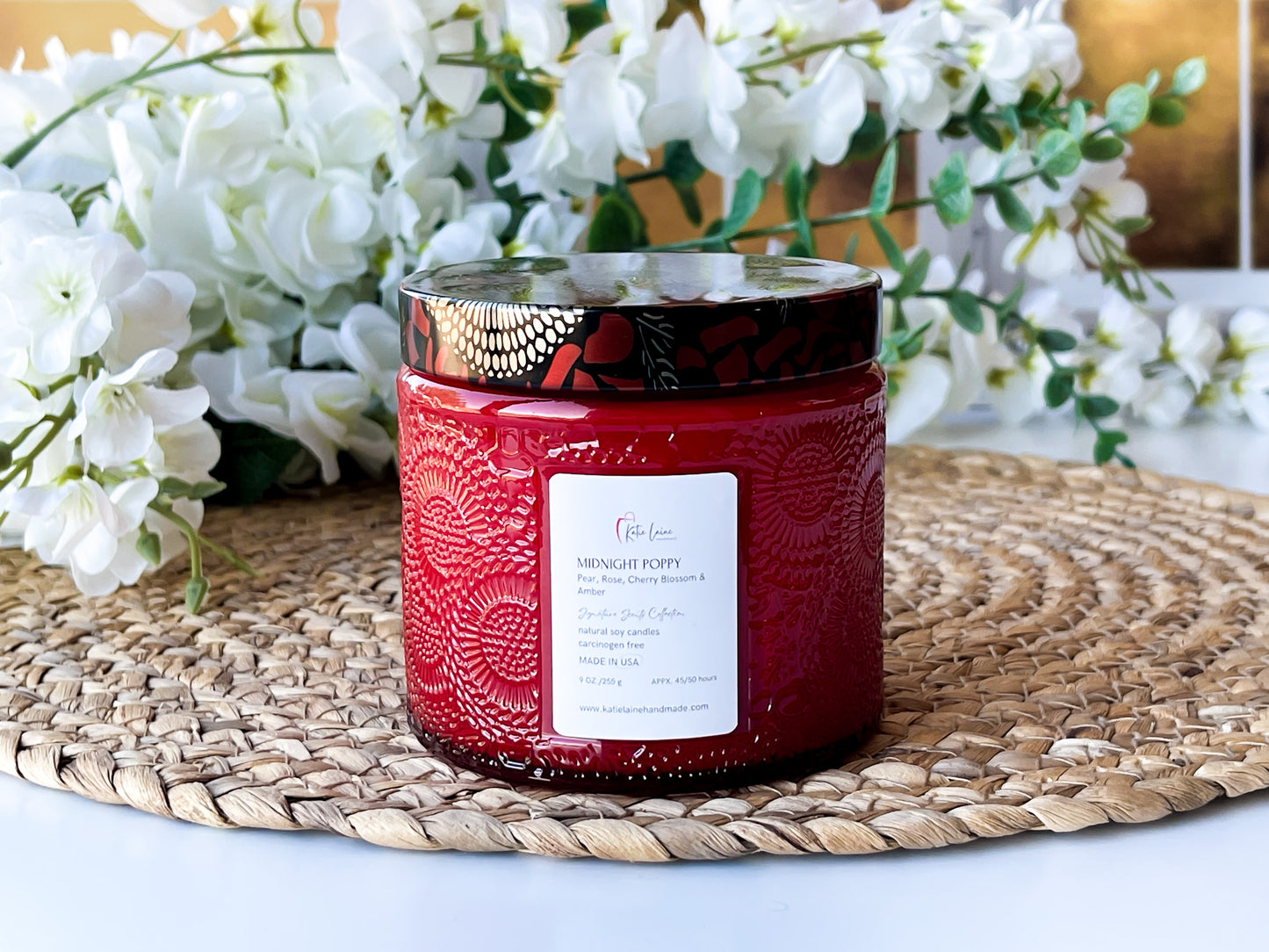 Midnight Poppy Clean Scent Candle - Handcrafted Aromatherapy in Soy Wax