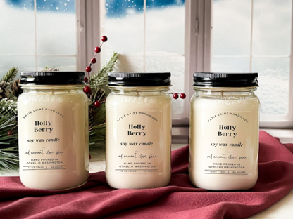 Holly Berry Soy Wax Candle or Beeswax Blend Wax Melt