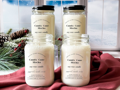 Candy Cane Mocha  Soy Wax Candle or Beeswax Blend Wax Melt