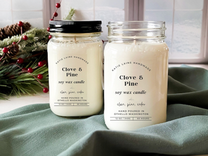 Clove & Pine Soy Wax Candle or Beeswax Blend Wax Melt