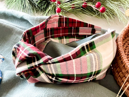 Classic Tartan Plaid Knot Headband Fashion Hair Accessory for Women, Comfortable Lightweight - One Size Fits Most