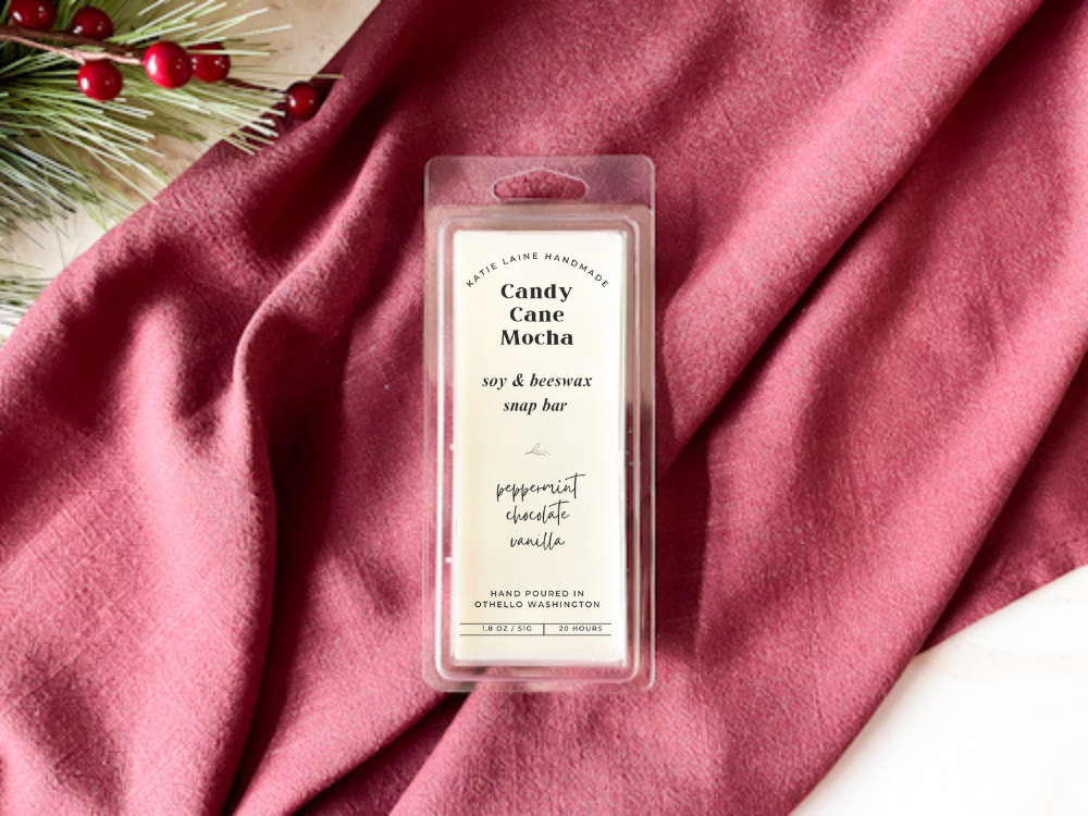 Candy Cane Mocha  Soy Wax Candle or Beeswax Blend Wax Melt